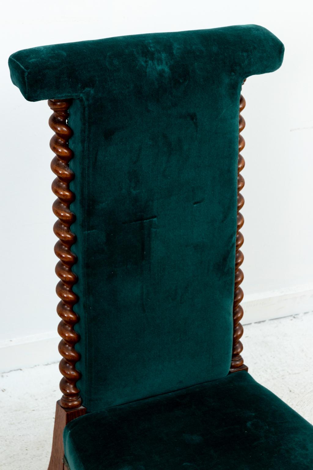20th Century Blue Velvet Upholstered Slipper Chair