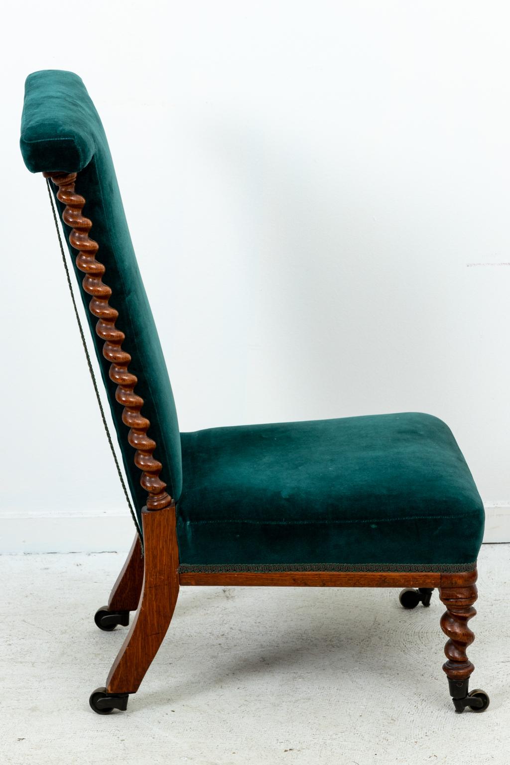 Blue Velvet Upholstered Slipper Chair 2