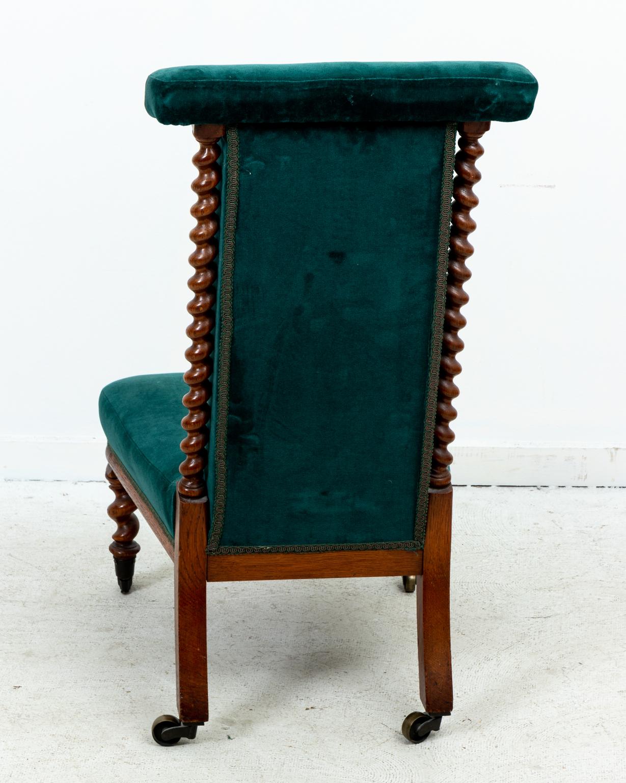 Blue Velvet Upholstered Slipper Chair 5