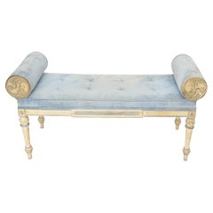 Blue Velvet Upholstery Rond Cylinder Shape Arm Bench