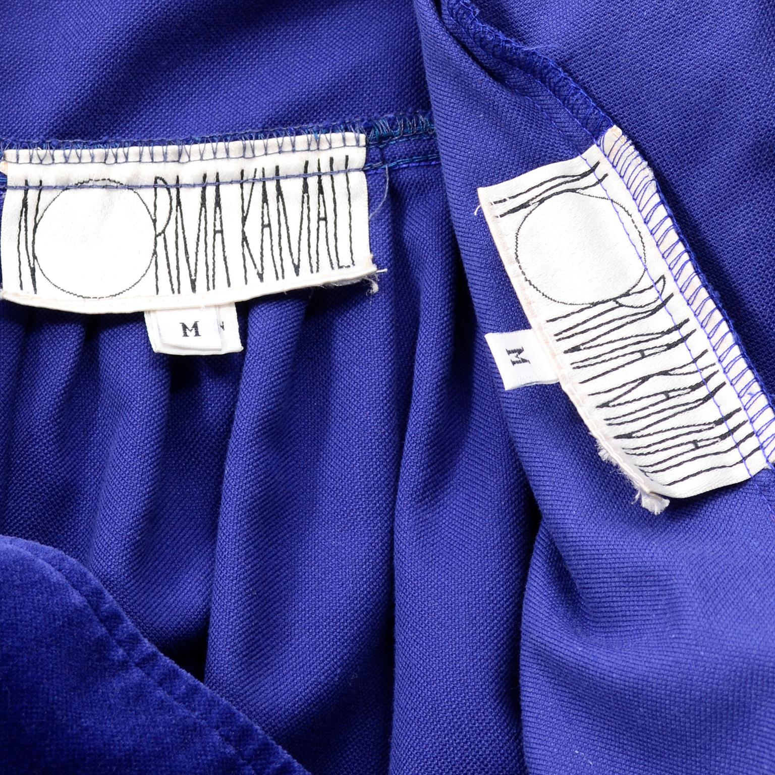 Blue Velvet Vintage Norma Kamali Sweatshirt Style Evening Skirt & Top w Snaps 5