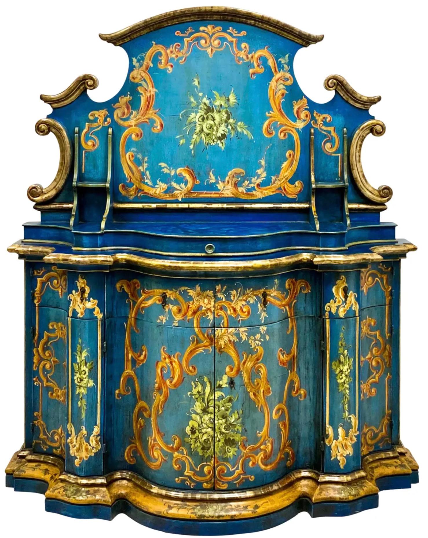 Blue Venetian and Silver Gilt Cabinet, circa 1950 4