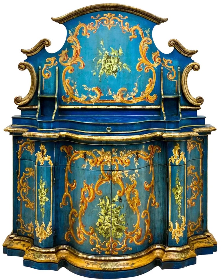 Blue Venetian and Silver Gilt Cabinet, circa 1950 For Sale 4