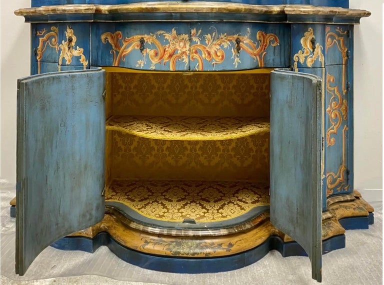 Blue Venetian and Silver Gilt Cabinet, circa 1950 For Sale 1