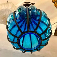 Blue Venetian Glass Light Fixture