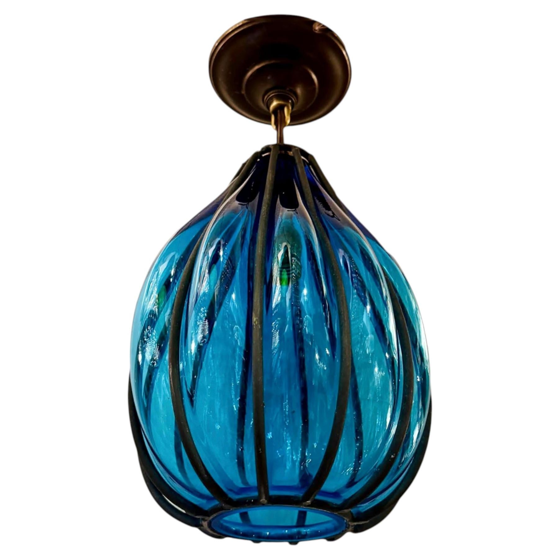 Blue Venetian Glass Light Fixture