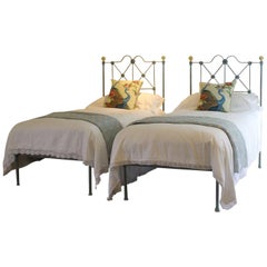 Antique Blue Verdigris Platform Twin Beds, MPS28