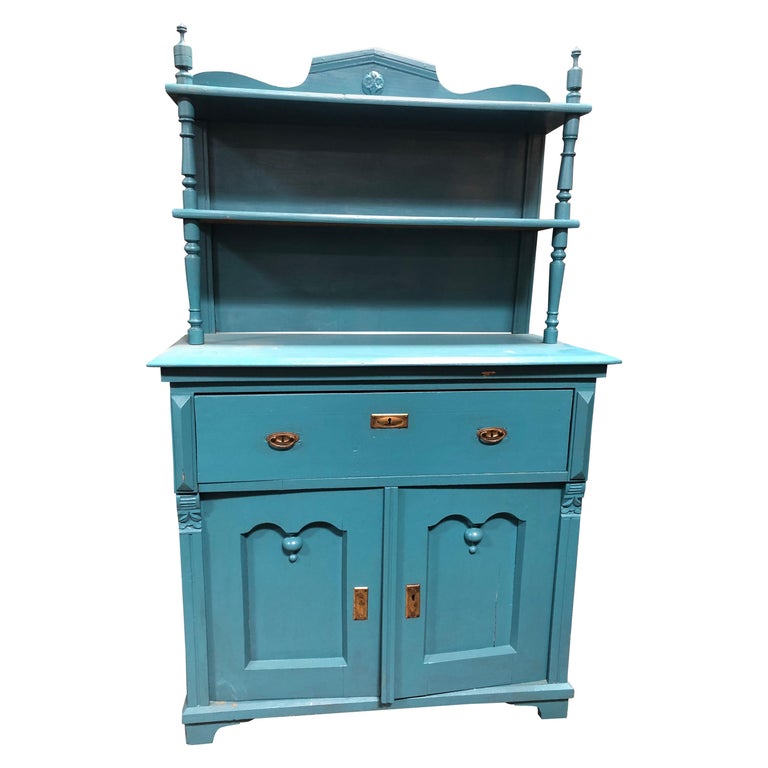 Blue Vintage European Hutch For Sale at 1stDibs
