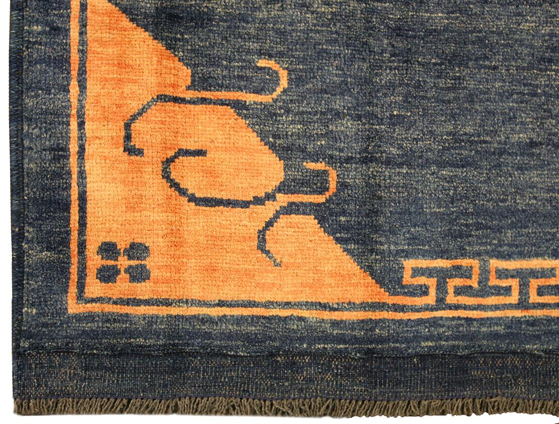 Introducing the Blue Vintage Gabbeh Rug open field minimalist Design! This beautiful rug is perfect for adding a touch of elegance to any home. The soft and simple color pallette with its minimalist design are sure to make a statement in any room.