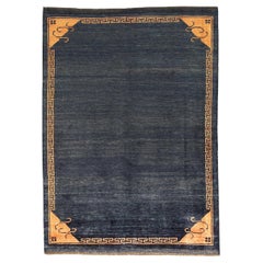 Blue Vintage Gabbeh Minimalist Design Rug