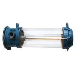 Blue Vintage Industrial Cast Aluminium Clear Glass Light