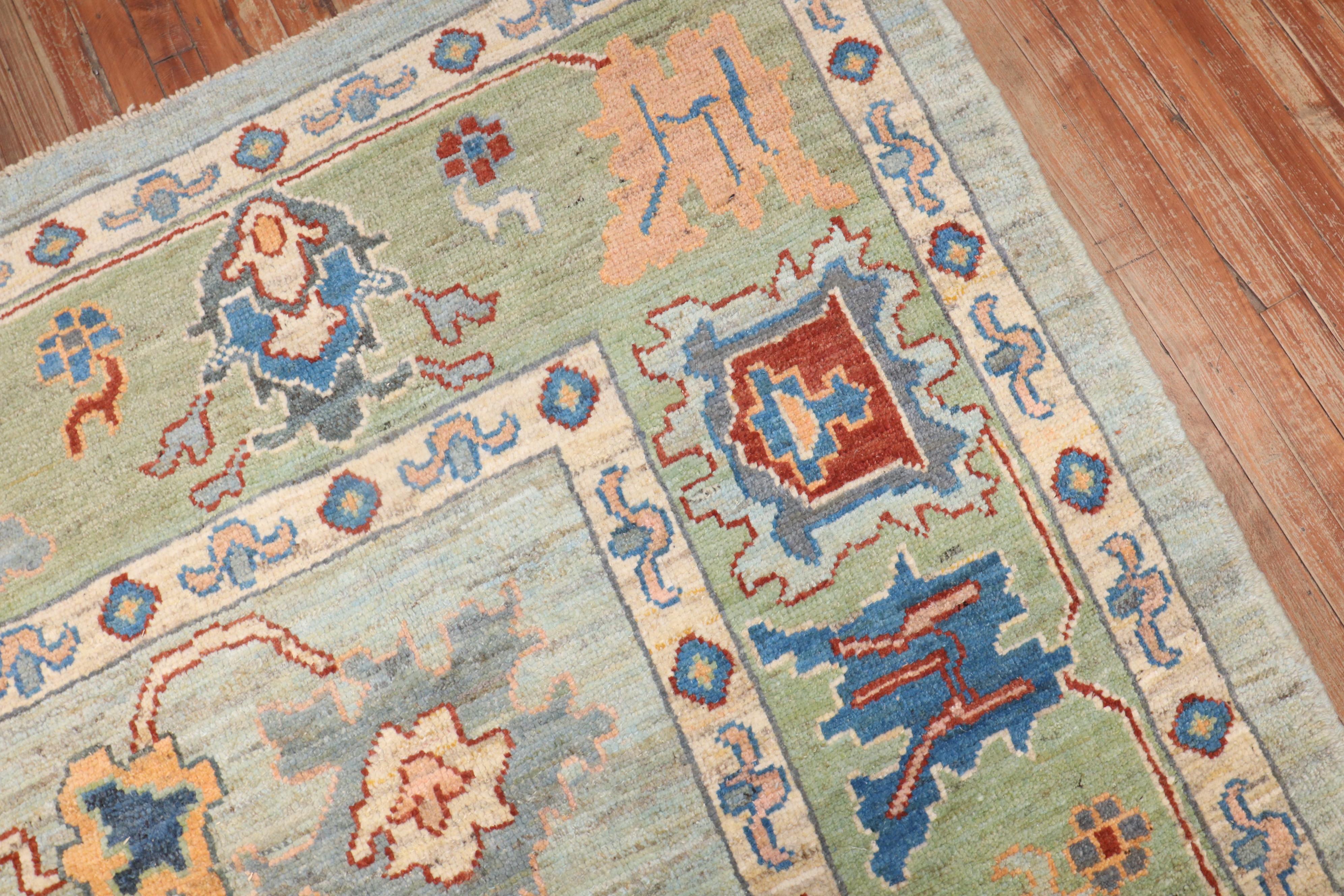 Blue Vintage Inspired Turkish Oushak Carpet For Sale 5
