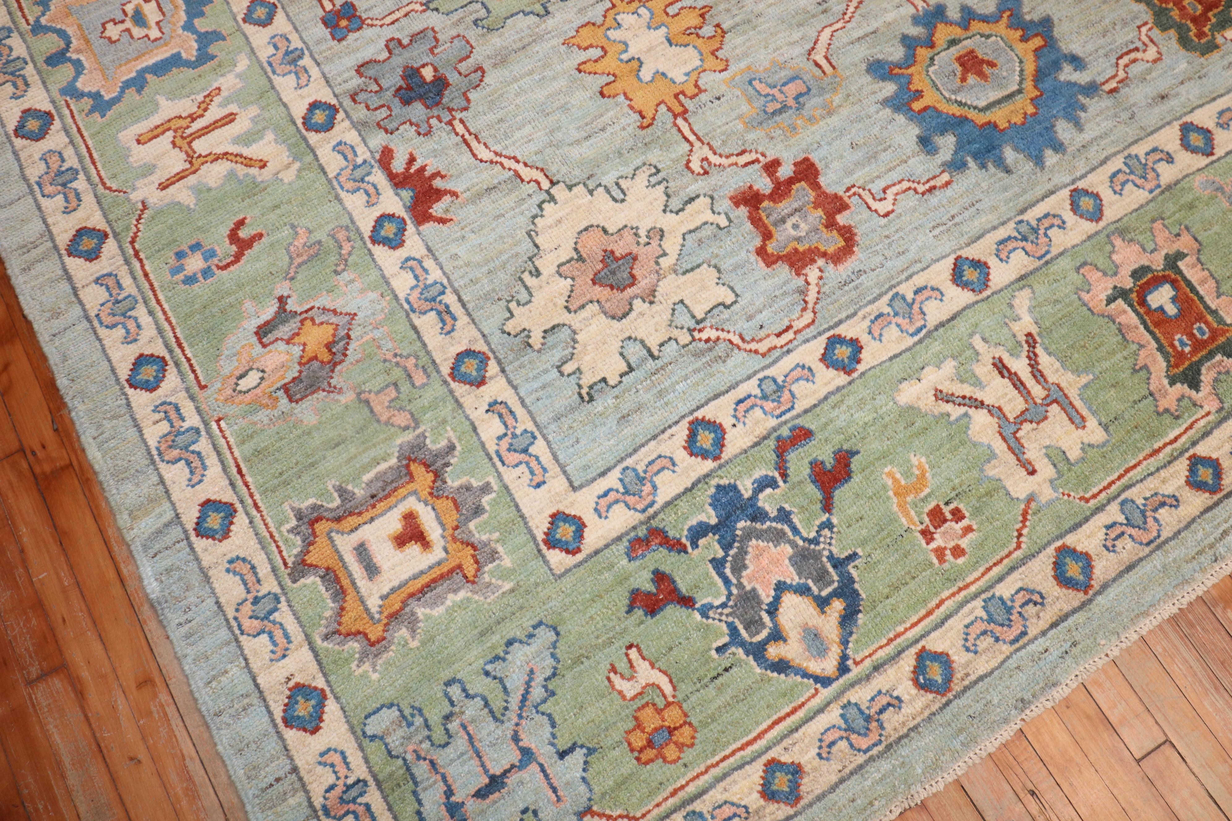 Blue Vintage Room Size Size Inspired Vintage Turkish Oushak Carpet

10'5'' x 13'2''