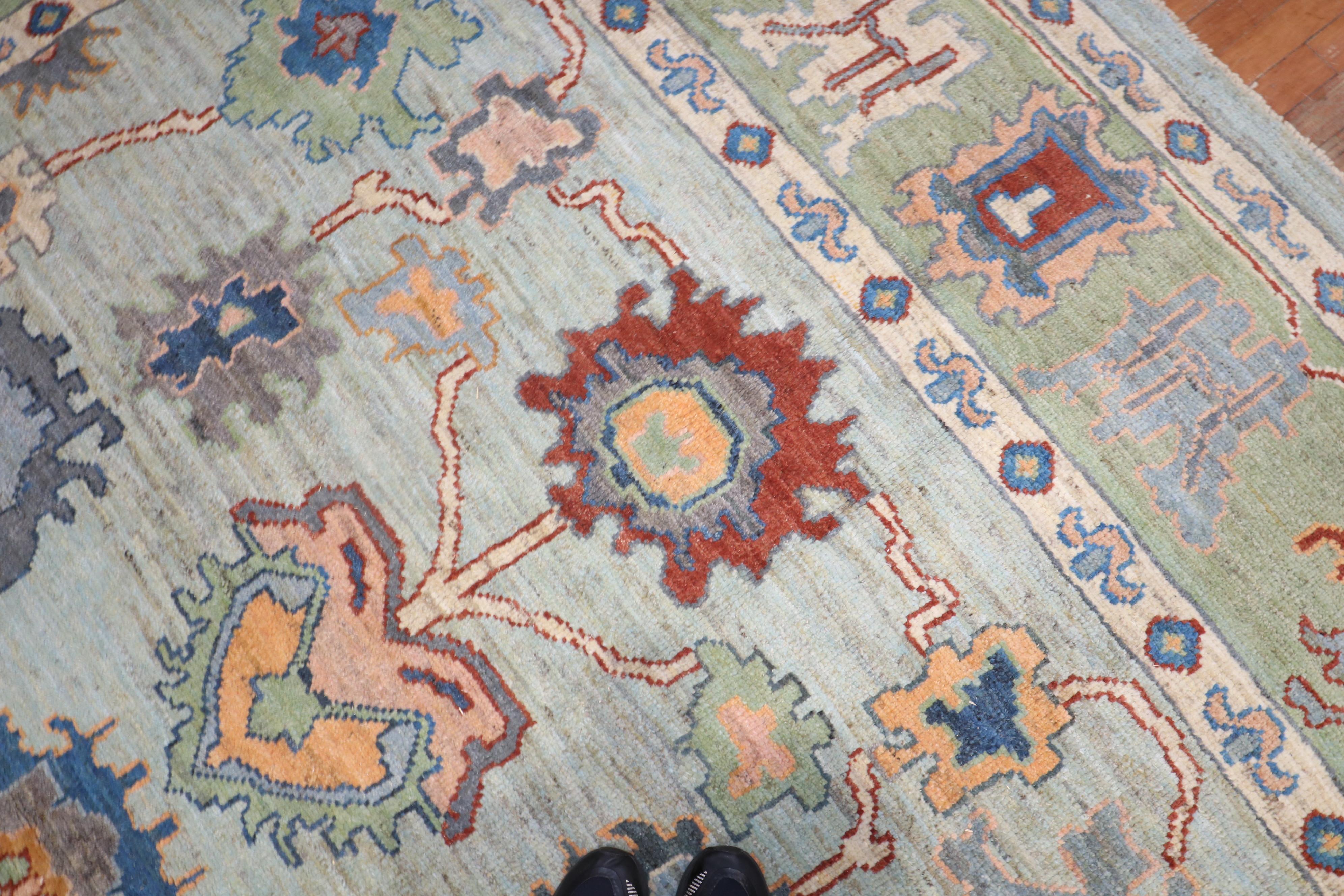 Blue Vintage Inspired Turkish Oushak Carpet For Sale 4