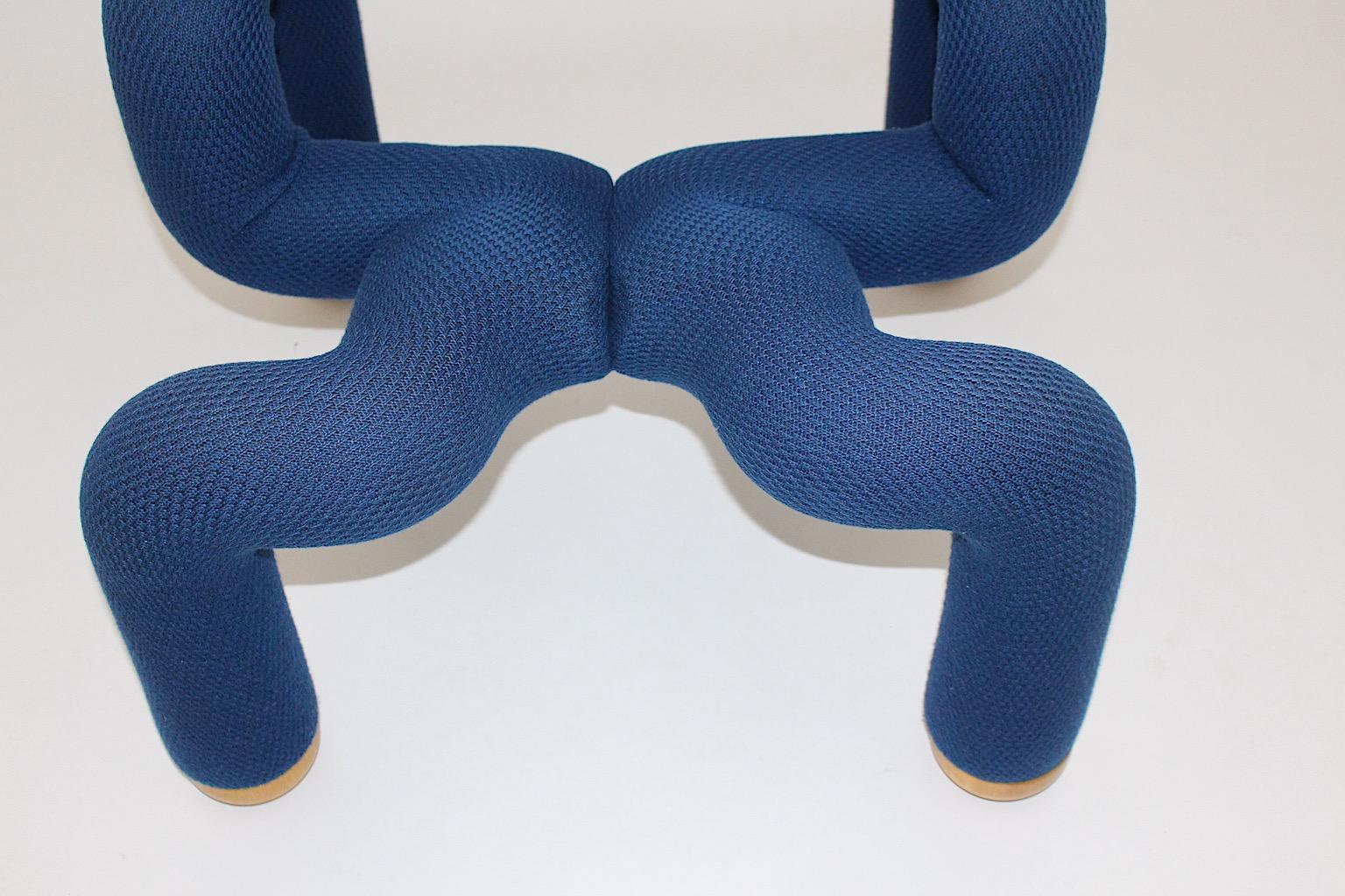 Blue Vintage Modernist Lounge Chair Ekstrem Terje Ekstrom 1972 Norway for Stokke 6