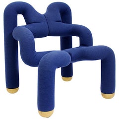 Blue Vintage Modernist Lounge Chair Ekstrem Terje Ekstrom 1972 Norway for Stokke