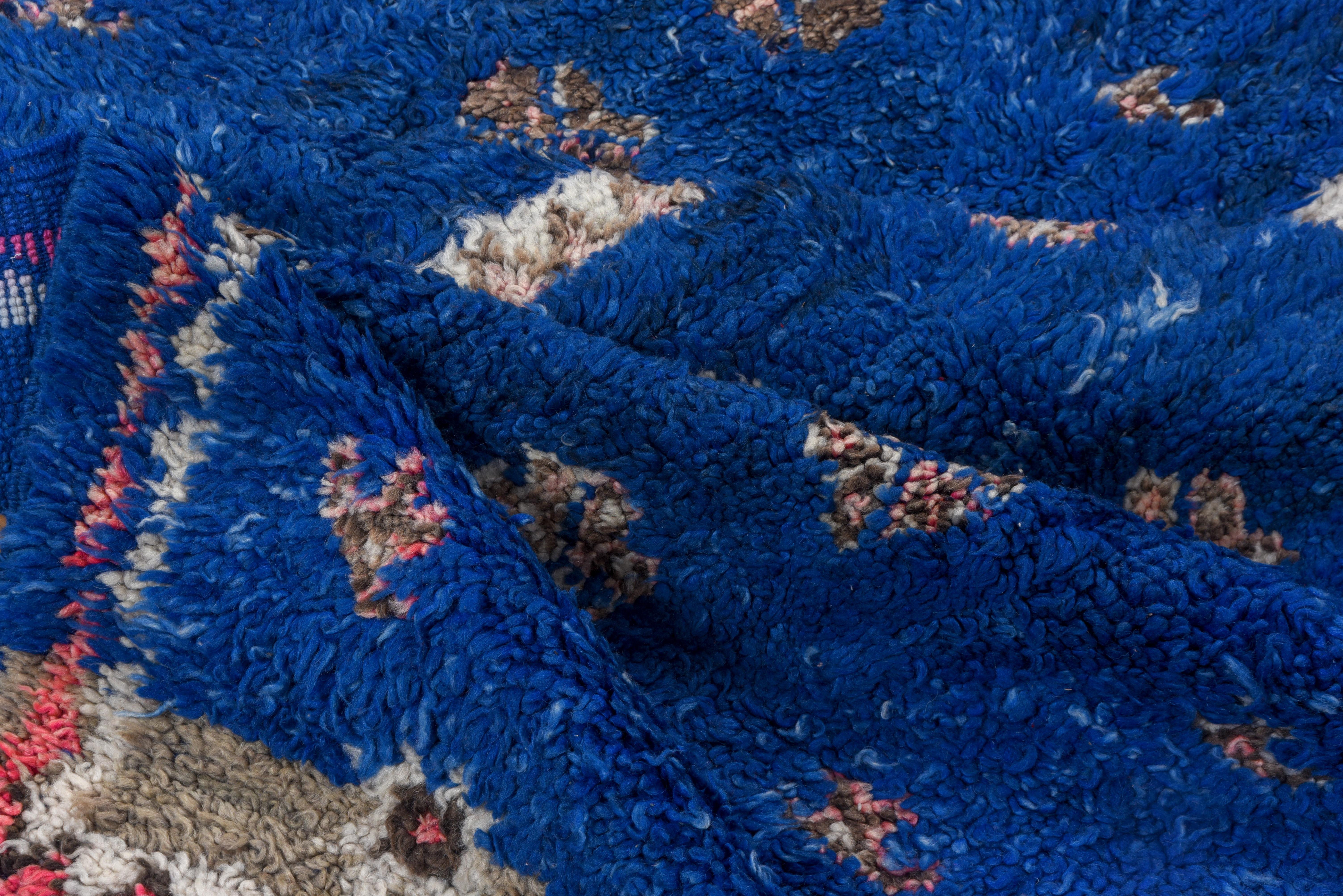 Mid-20th Century Blue Vintage Moroccan Carpet For Sale