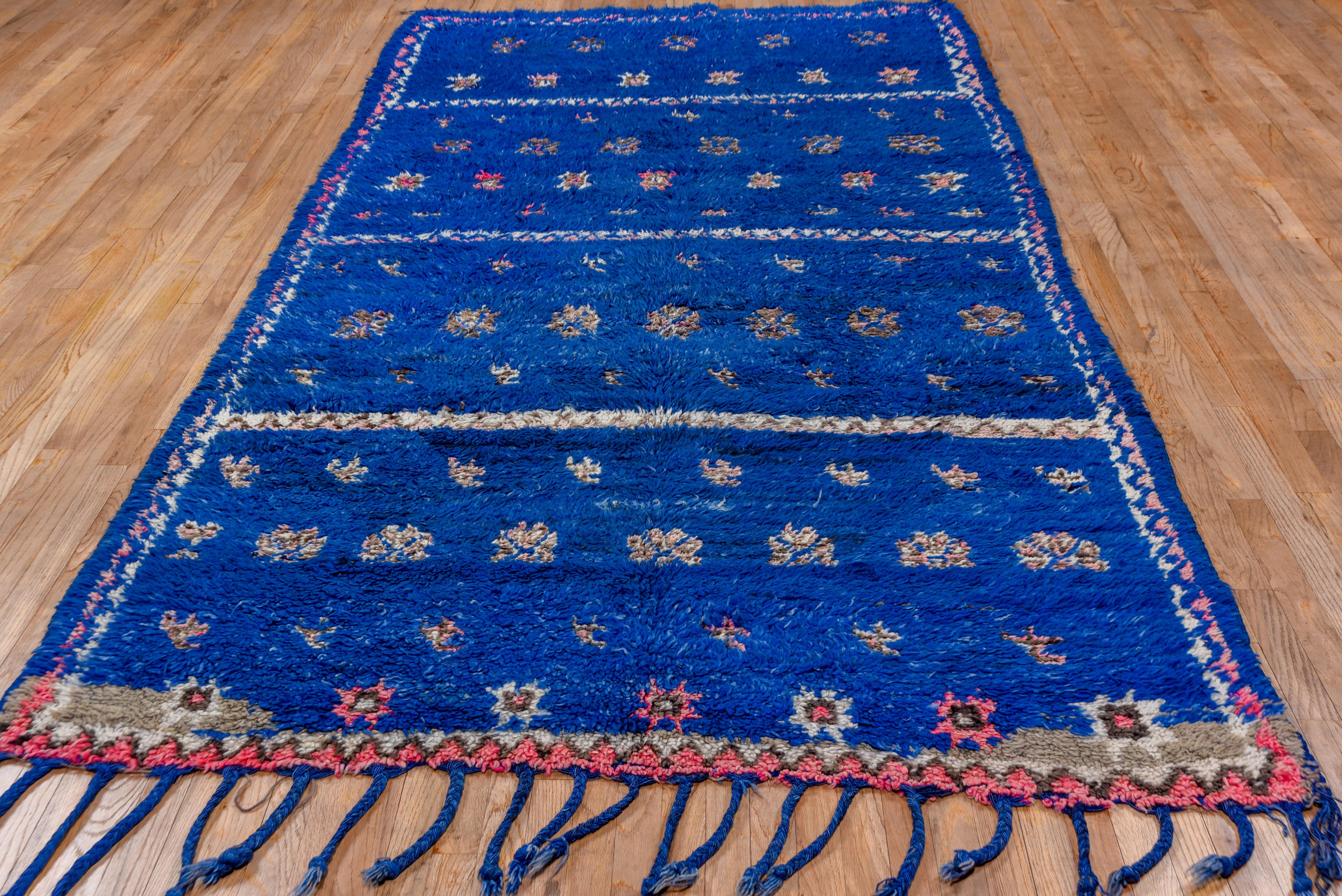 Wool Blue Vintage Moroccan Carpet For Sale