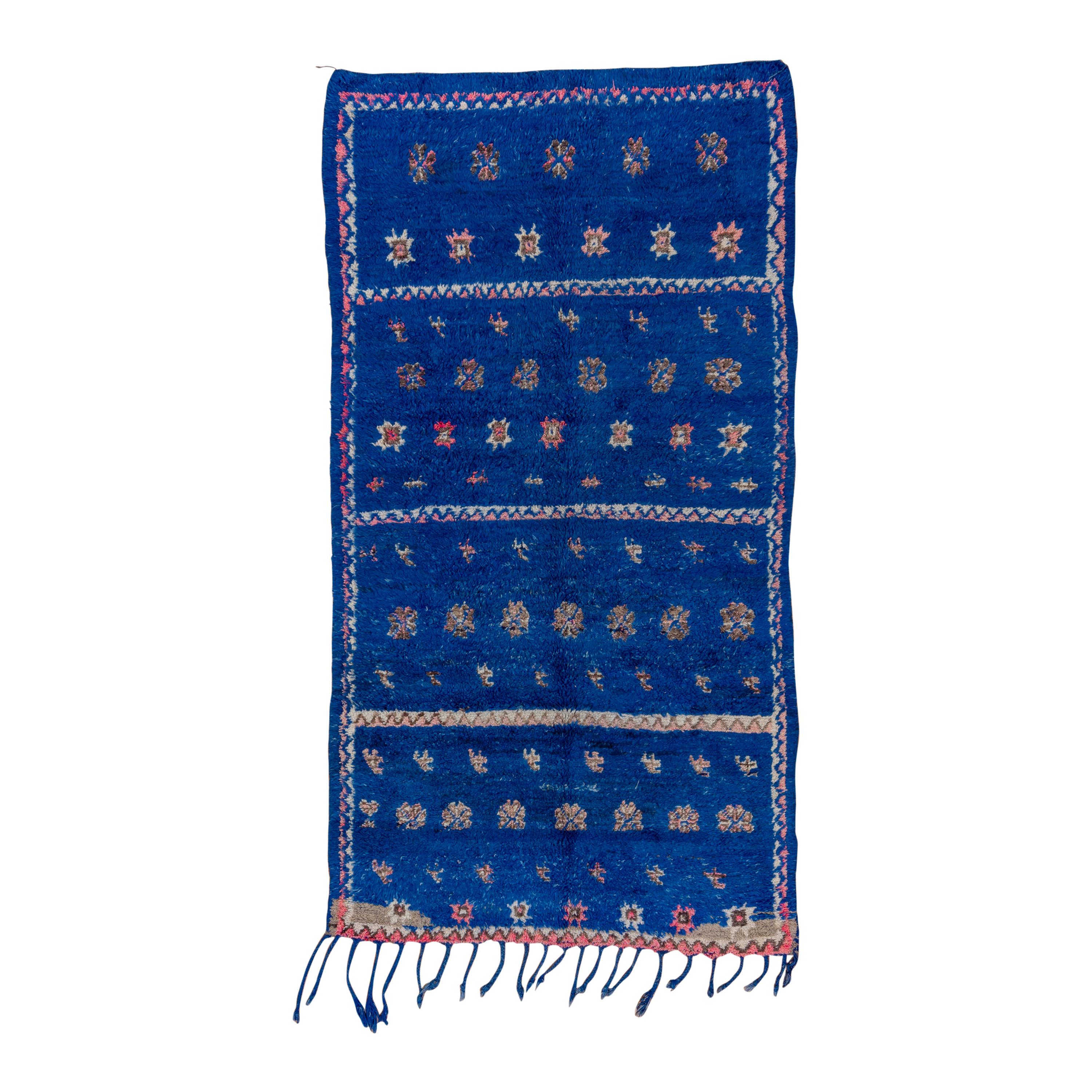 Blue Vintage Moroccan Carpet For Sale