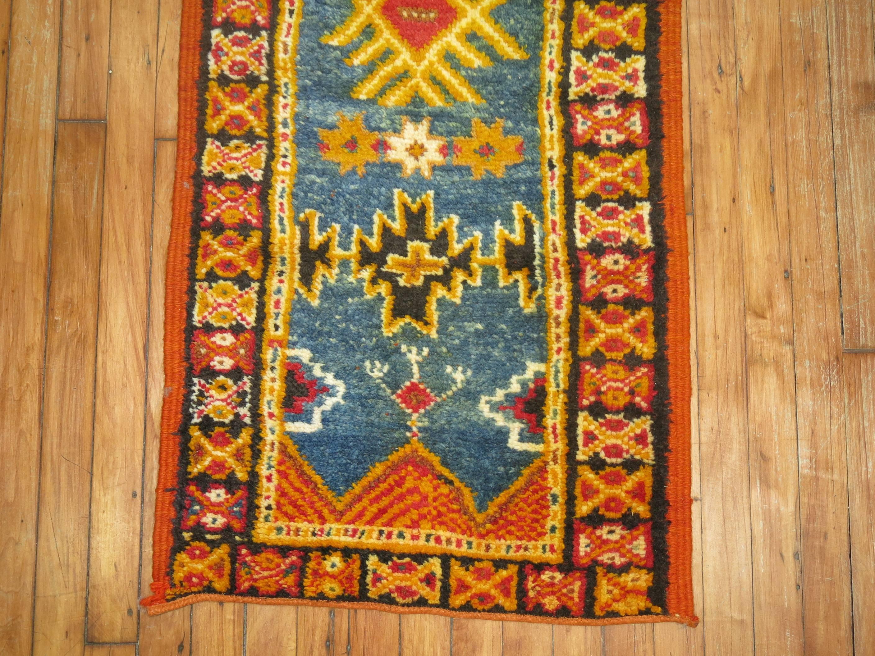Odd size one of a kind colorful vintage Moroccan.