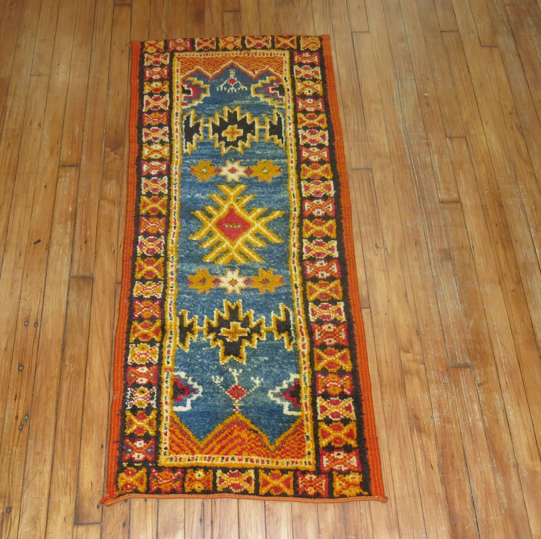Blue Vintage Moroccan Rug In Excellent Condition For Sale In New York, NY