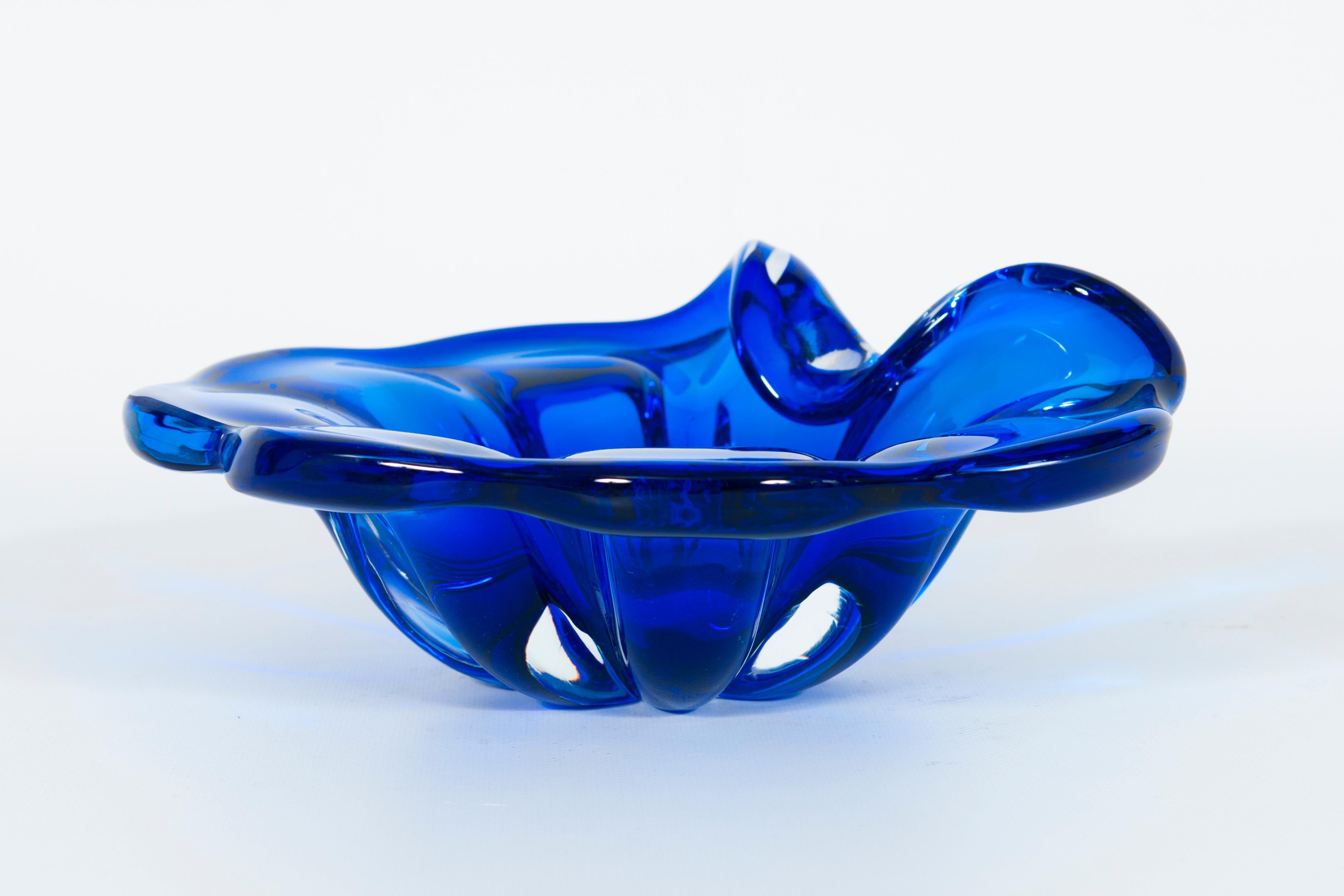 Centro de mesa vintage azul de cristal de Murano de Alberto Donà, años 80 Italia Moderno en venta