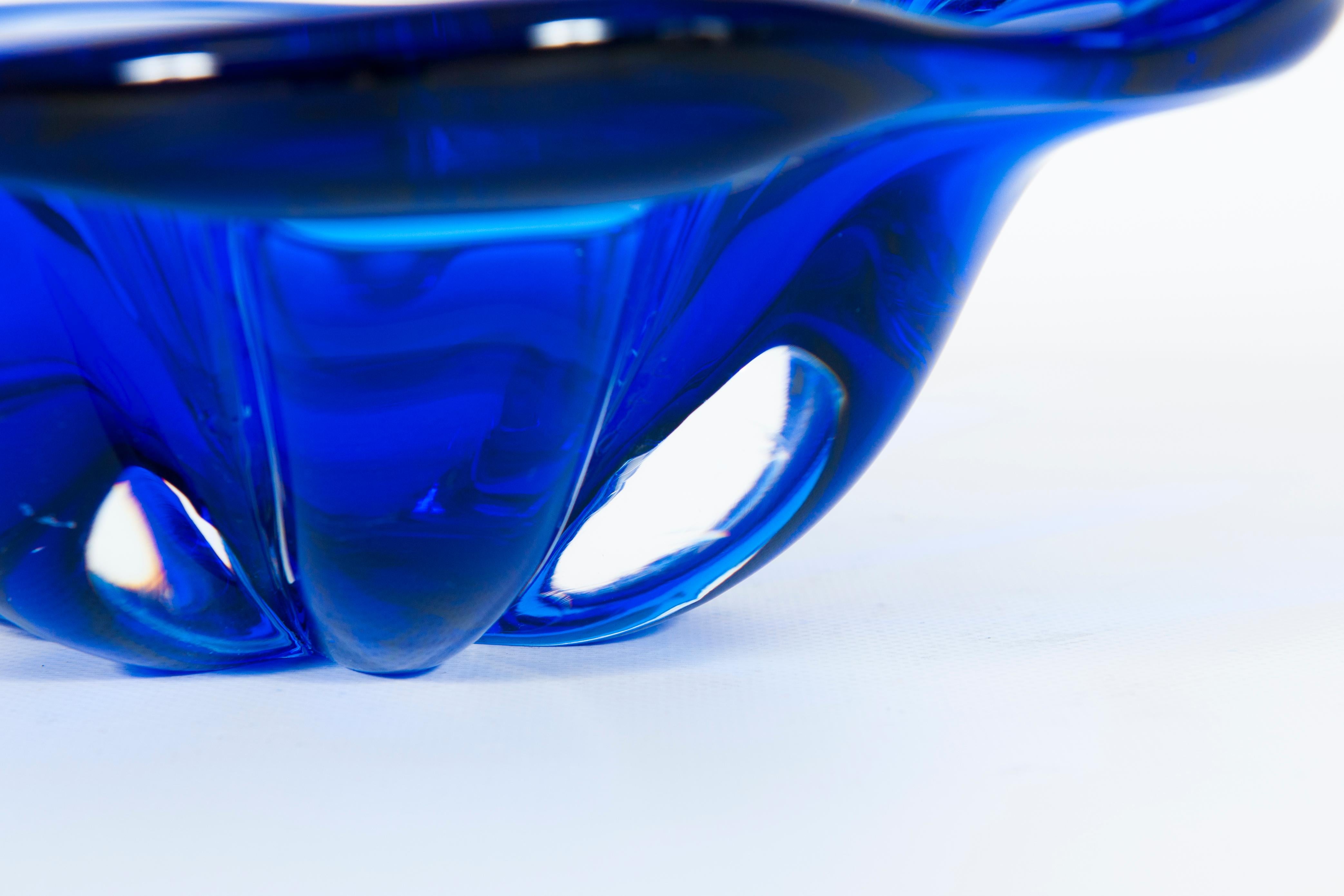 Blue Vintage Murano Glass Centerpiece by Alberto Donà, 1980s Italy In Excellent Condition For Sale In Villaverla, IT