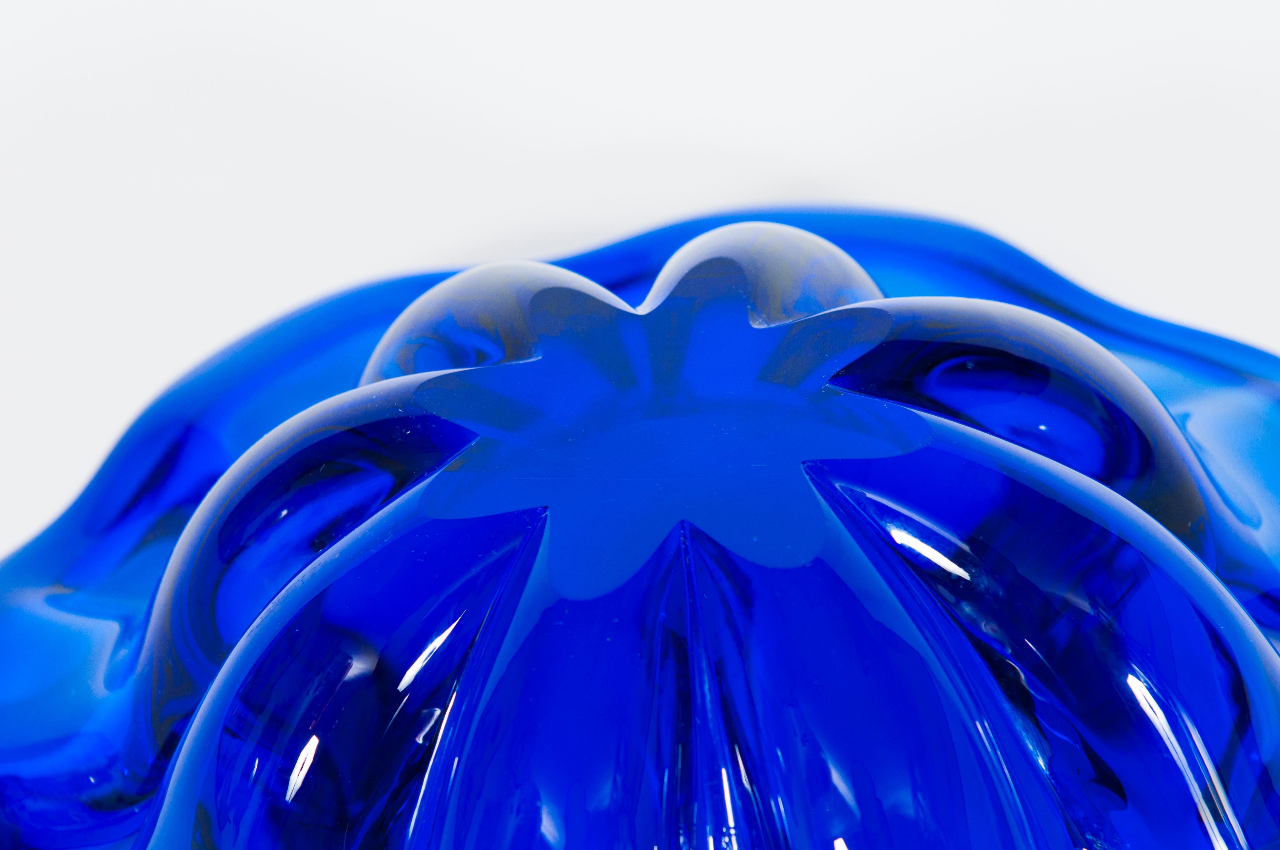 Centro de mesa vintage azul de cristal de Murano de Alberto Donà, años 80 Italia en venta 1