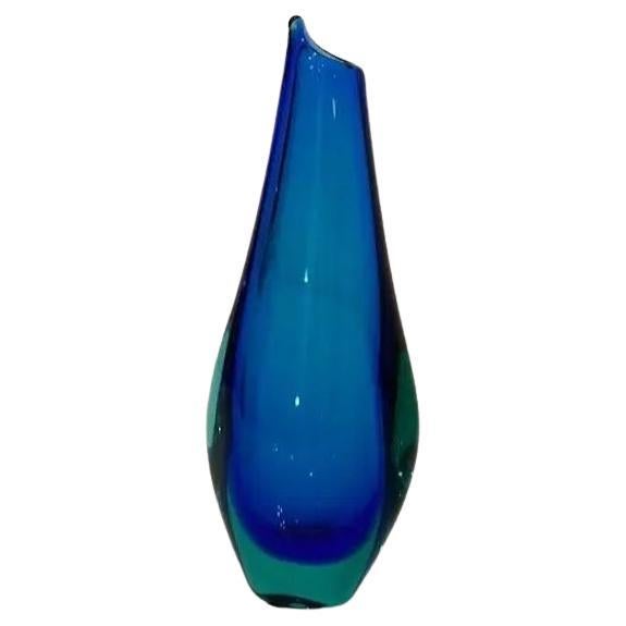Vaso blu in vetro di Murano vintage