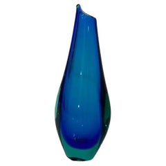 Vaso blu in vetro di Murano vintage