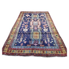 Blue Vintage Persian Ardabil Pure Wool Wide Runner Hand Knotted Oriental Rug