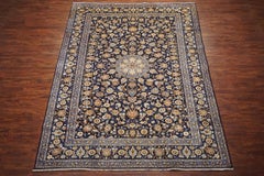 Blue Vintage Persian Kashan Rug, circa 1950