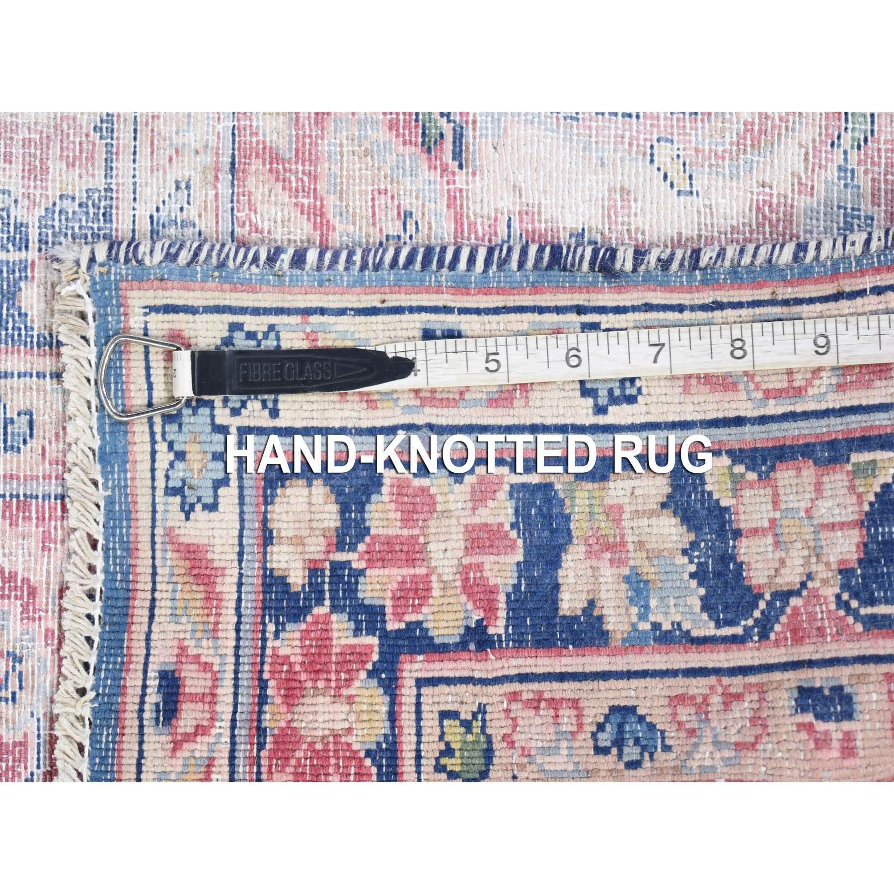 Handgeknüpfter persischer Kerman-Teppich in Blau aus Wolle in Distressed-Look, Vintage im Angebot 5