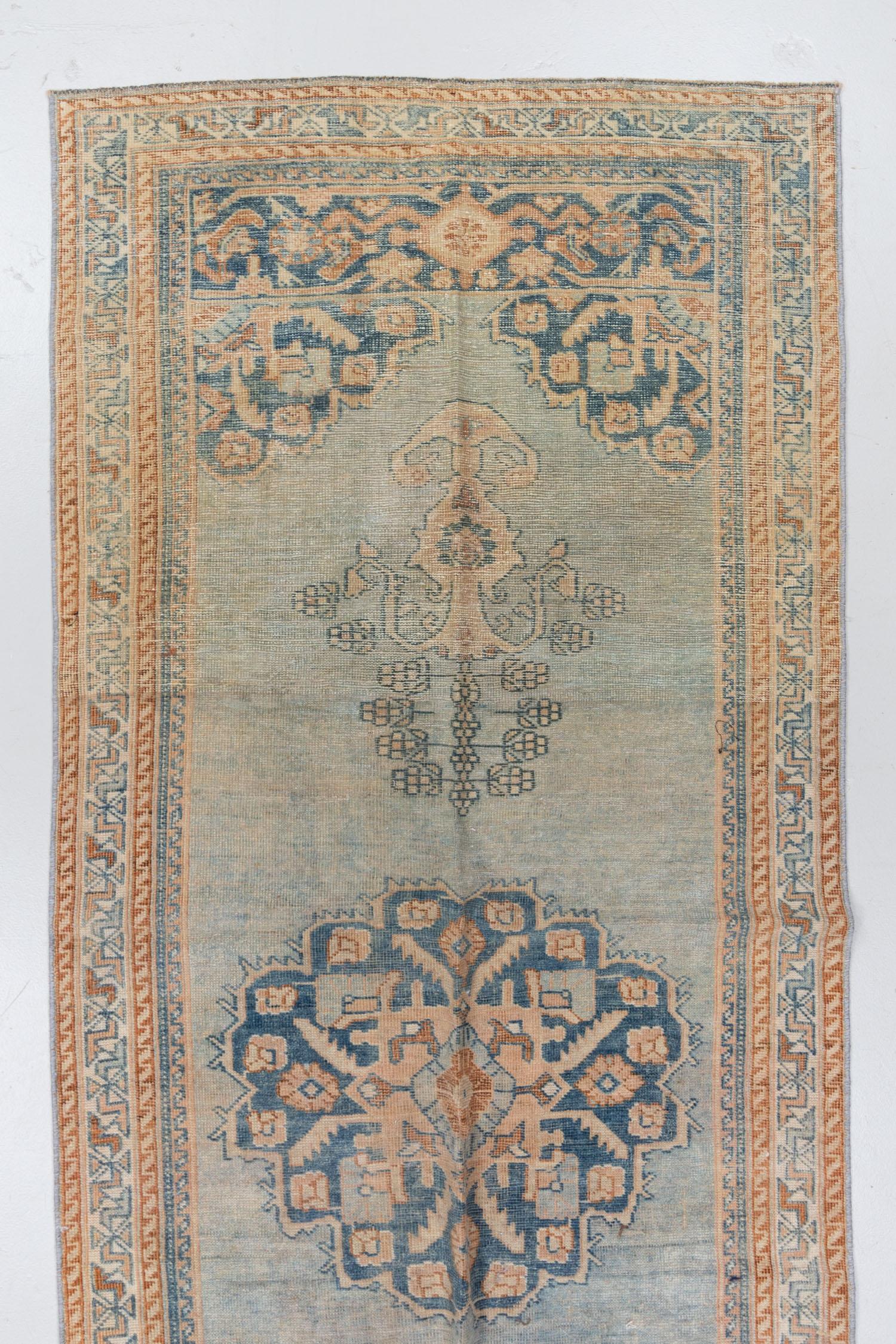 Blue Vintage Persian Runner Rug In Good Condition For Sale In West Palm Beach, FL