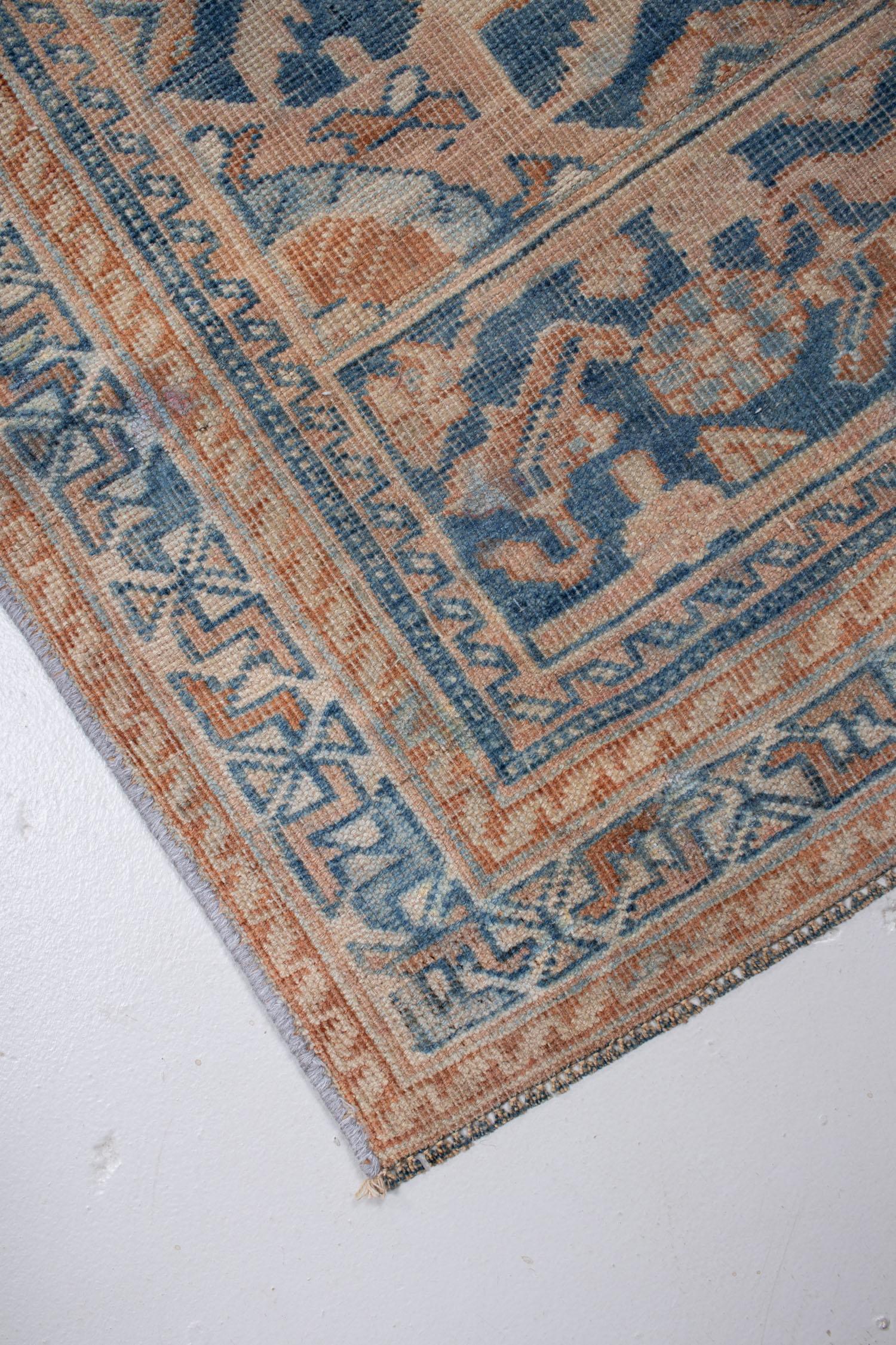 Wool Blue Vintage Persian Runner Rug For Sale