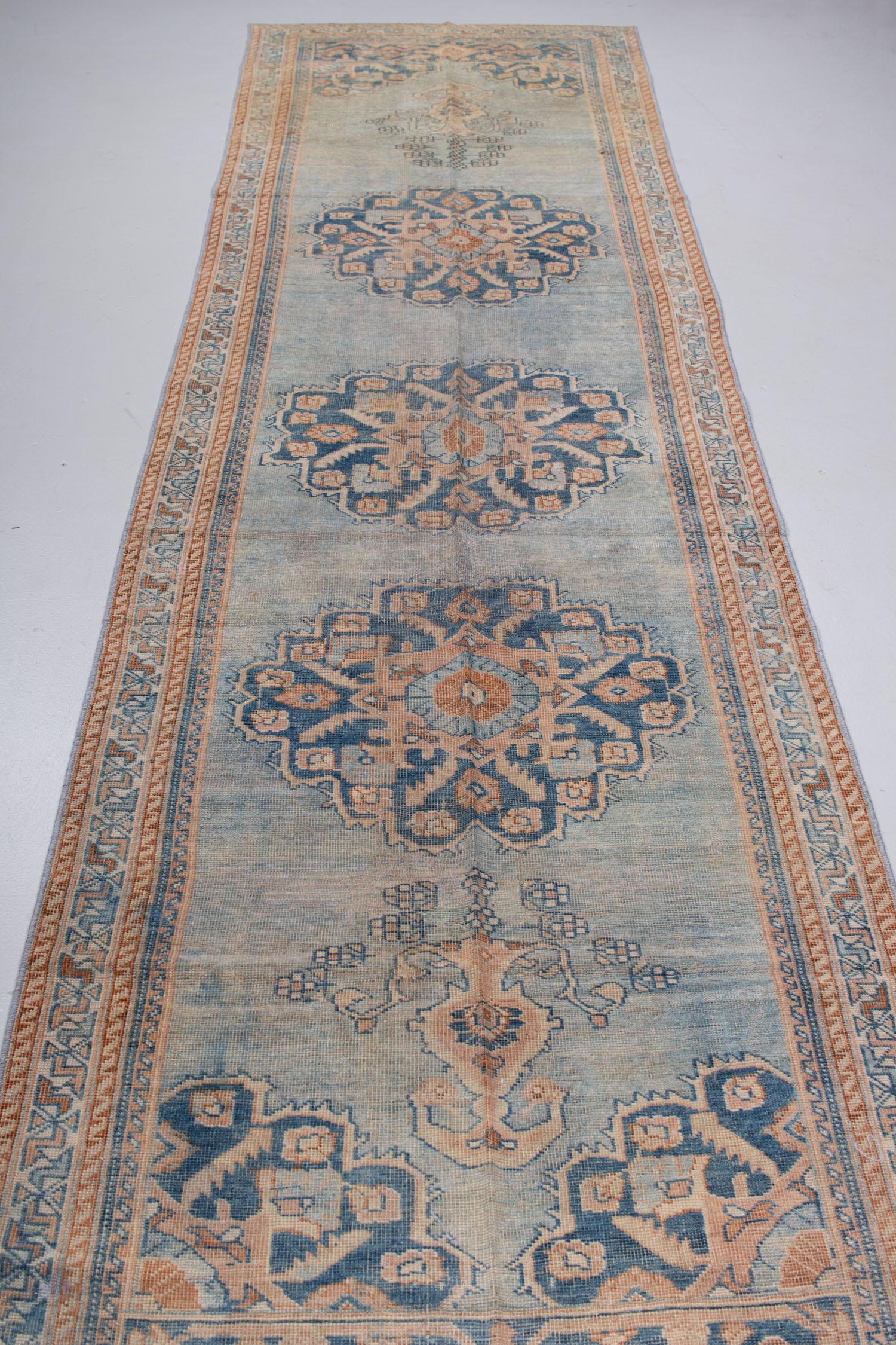 Blue Vintage Persian Runner Rug For Sale 1