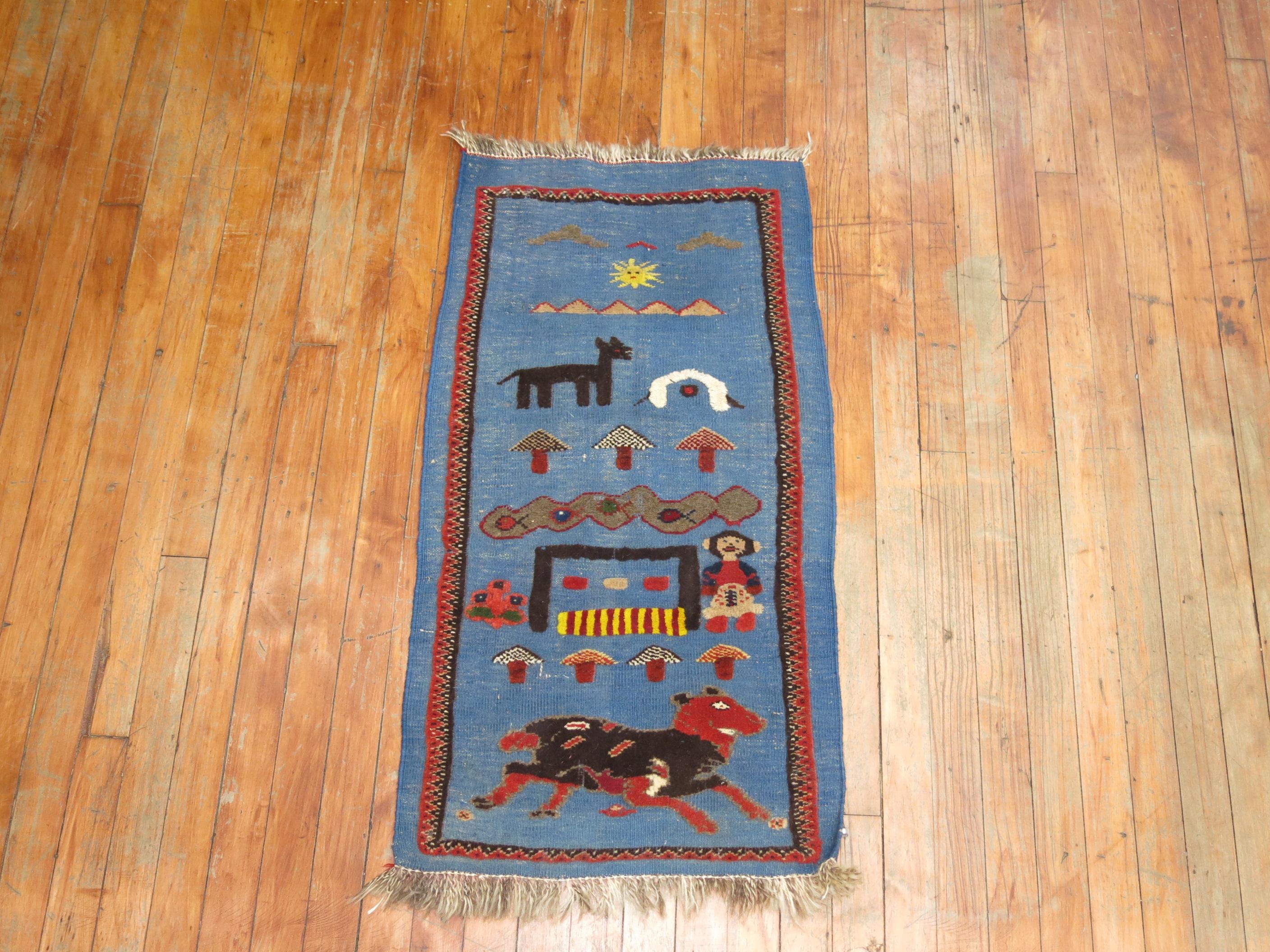 A mid-20th century Souf carpet woven somewhere in Central Iran. 

Souf rugs are very rare technique found as they have a raised low and high pile technique. They are popular in Iran and little understood elsewhere except by Persians and people who