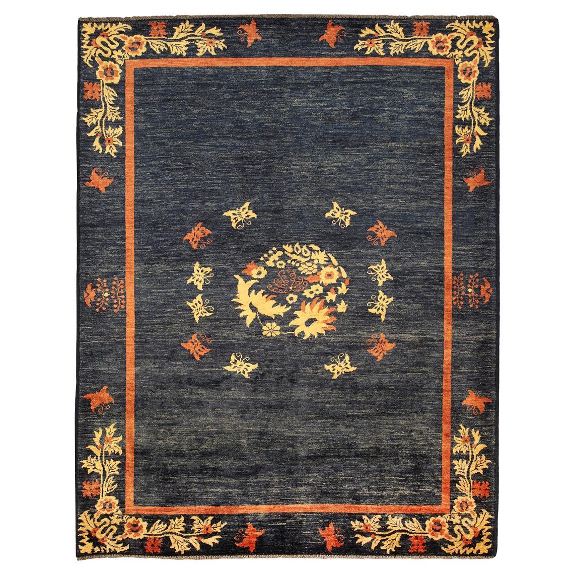 Blue Vintage Rug Minimalist Design For Sale