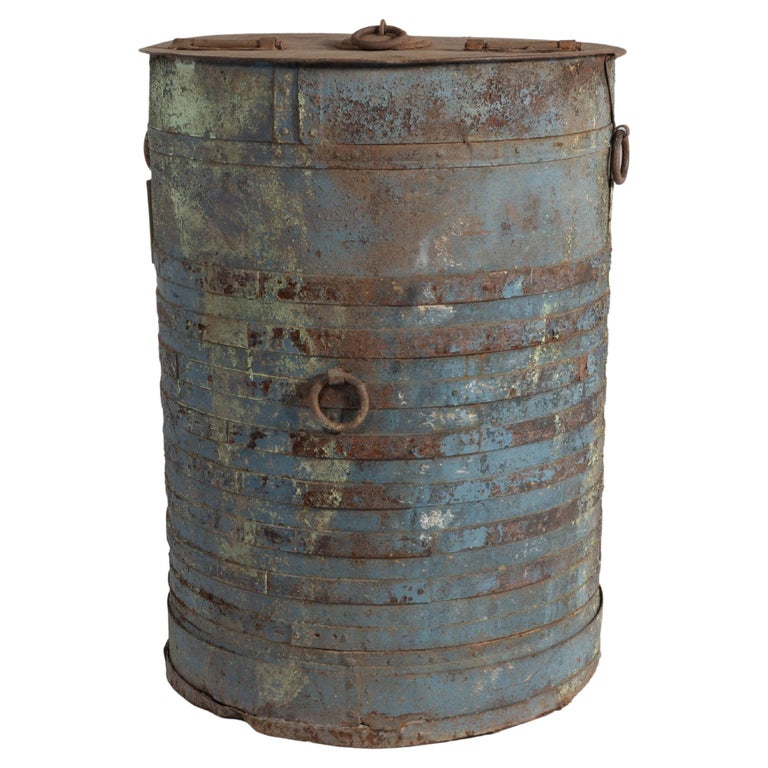 Blue Vintage Storage Bin For Sale at 1stDibs