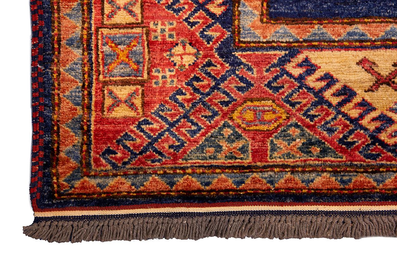 Blue Vintage Uzbek Runner Carpet In Good Condition For Sale In Ferrara, IT
