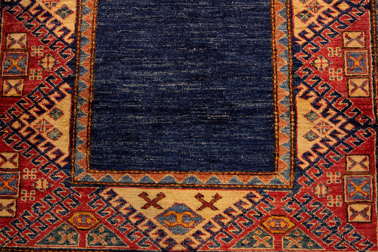 Blue Vintage Uzbek Runner Carpet For Sale 1
