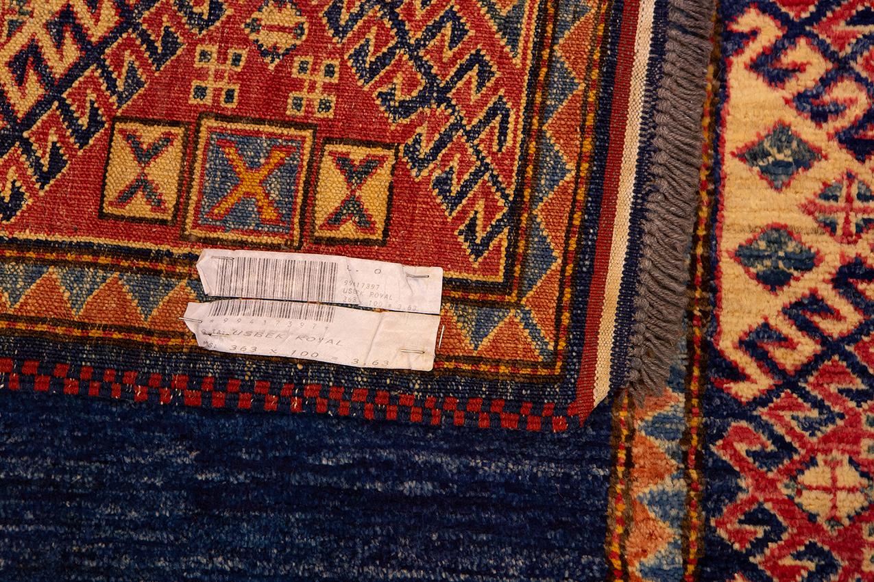 Blue Vintage Uzbek Runner Carpet For Sale 2
