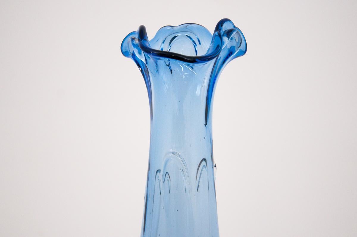 Mid-Century Modern Blue Vintage Vase, Poland, 1960s