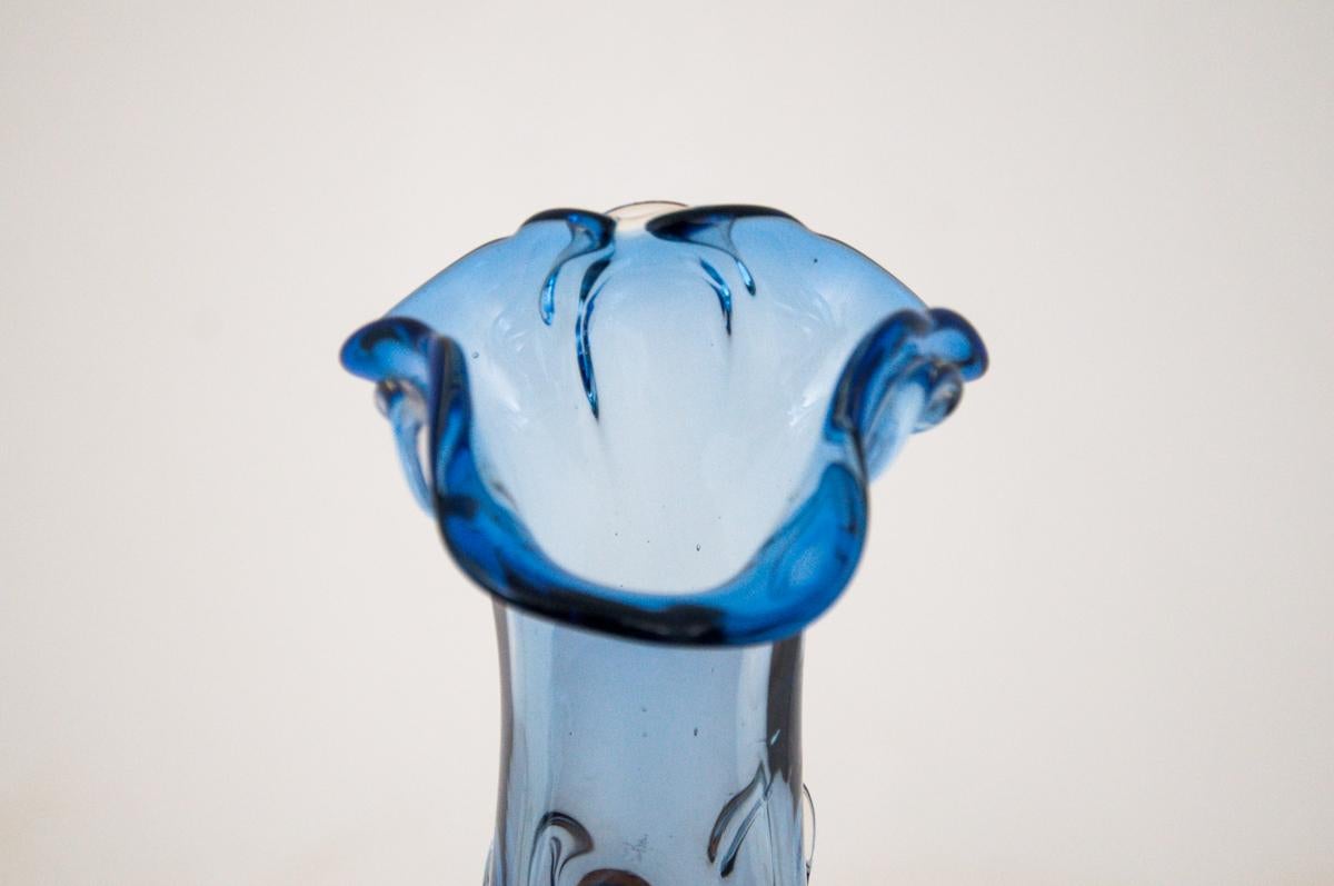 Polish Blue Vintage Vase, Poland, 1960s