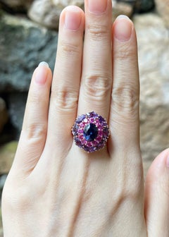 Blue-Violet Sapphire, Pink Sapphire and Purple Sapphire Ring in 18K Rose Gold