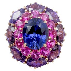 Blue-Violet Sapphire, Pink Sapphire and Purple Sapphire Ring in 18K Rose Gold