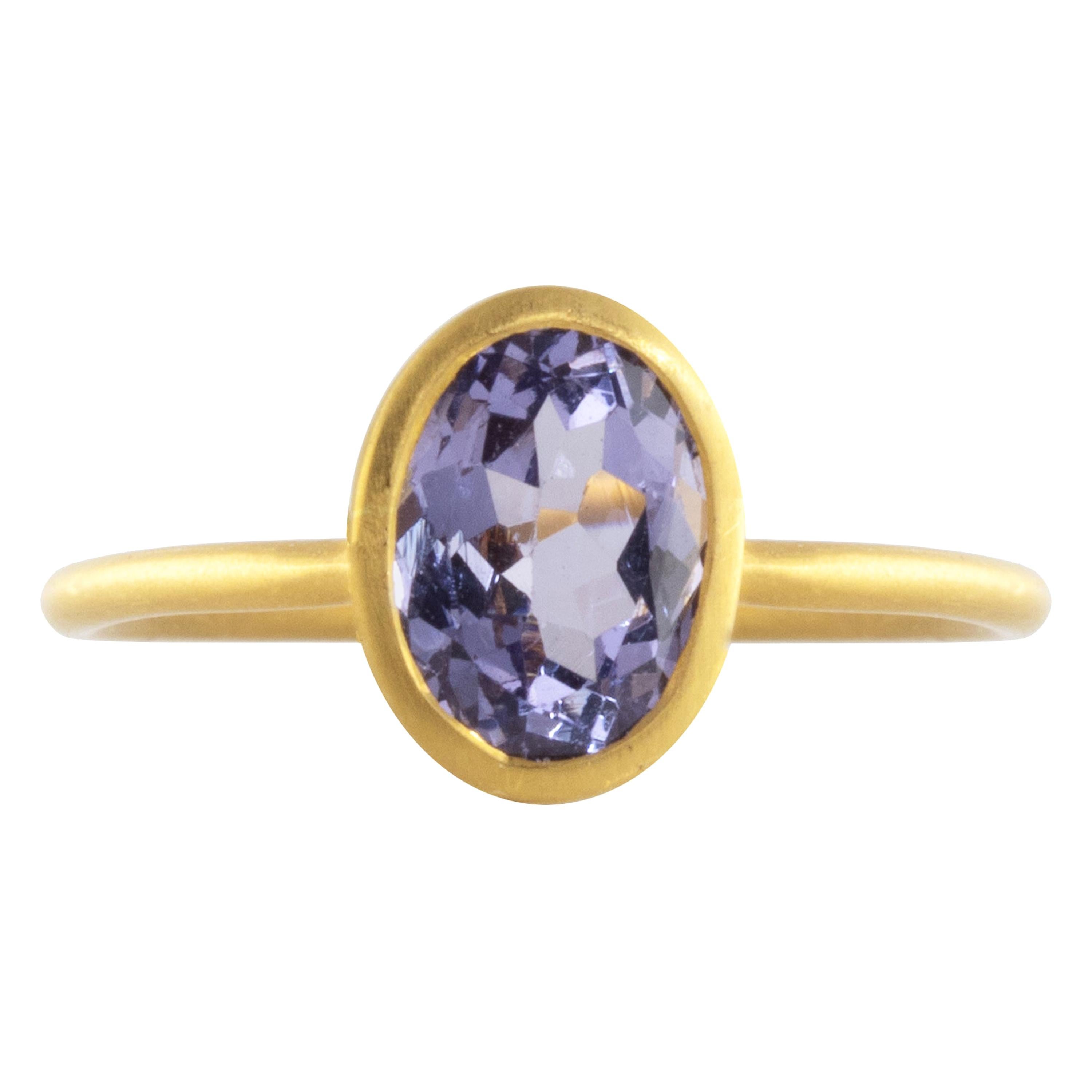 Ico & the Bird 1.34 carat Violet Gray Spinel Gold Ring 