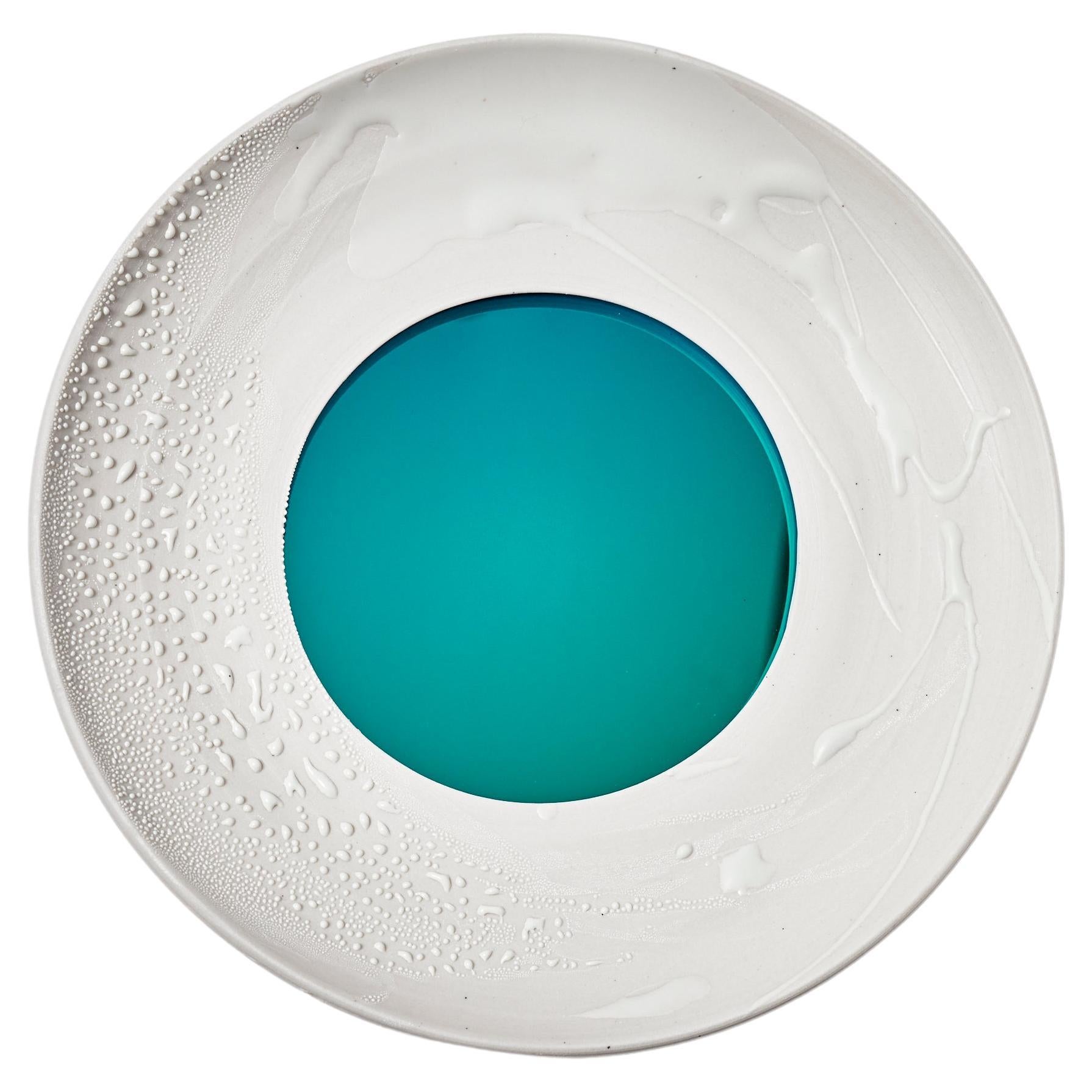 Blue Glazed Ceramic Mirrors by Juliette Derel, Set of Two at 1stDibs
