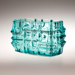 Jardeniere in vetro blu di Vladislav Urban per Sklo Union Rosice, Cecoslovacchia 1968