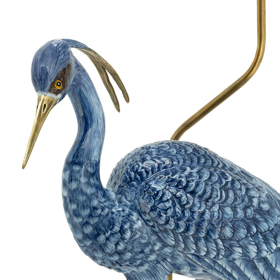 Italian Blue Wading Bird Table Lamp For Sale